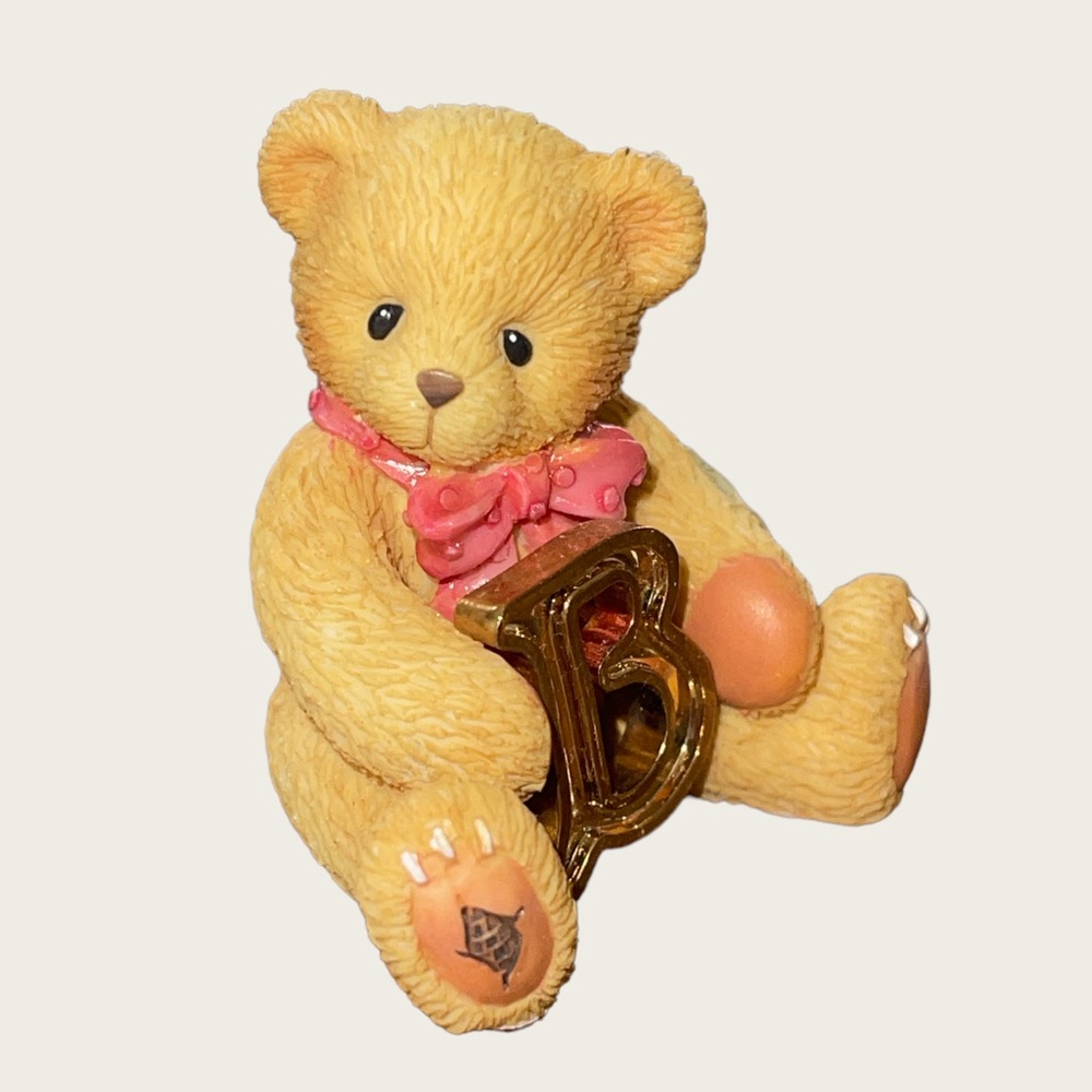 CHERISHED TEDDIES | Vtg Beta Teddy with 24kt Gold “B” Electroplate